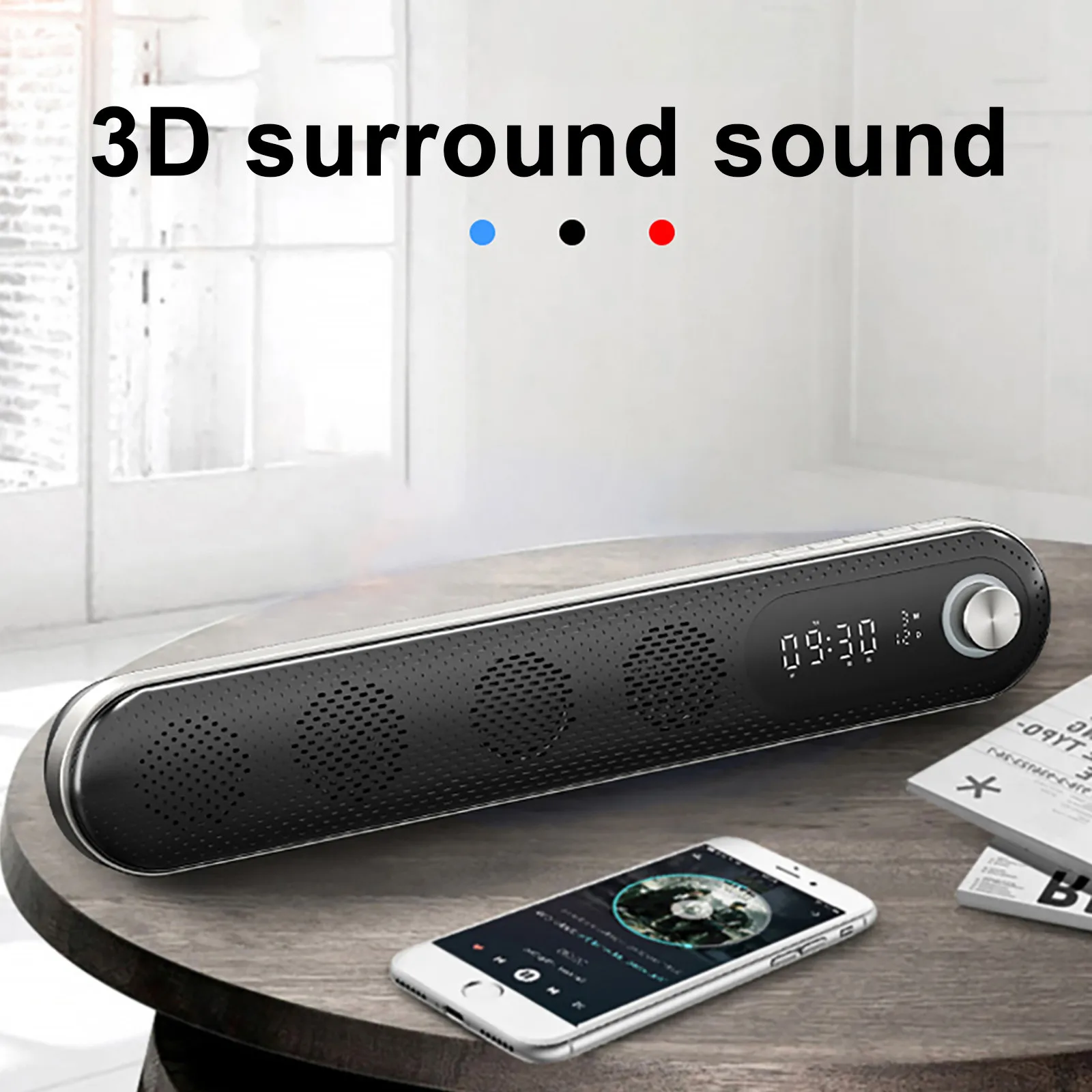 

OUHAOBIN desktop Bluetooth speaker subwoofer alarm sound (with battery) Strip Shape Desktop Placement Wireless Bluetooth Speaker