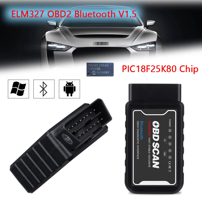 

Диагностический сканер ELM327 OBD2 V1.5, Bluetooth-устройство для считывания кодов автомобиля, для Android