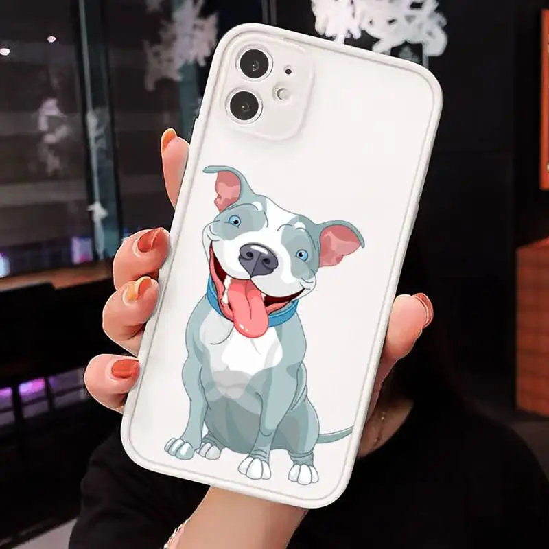 

Pitbull Bulldog Dog cute Phone Case For iPhone 12 11 Mini Pro XR XS Max 7 8 Plus X Matte transparent White Back Cover