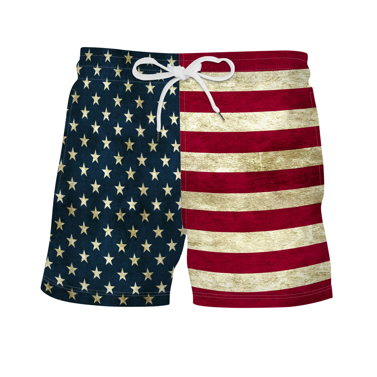 

Men's Casual Board Shorts Summer American Flag 3D Digital Printing Vacation Beach Drawstring Shorts Surfing Swim Trunks