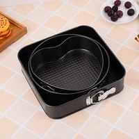 3 piece square round heart shaped metal non stick birthday cake mold live bottom cake baking tray baking tools