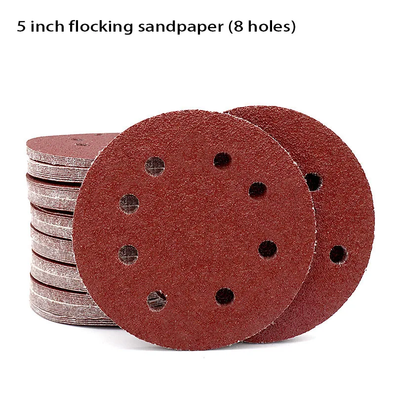 5 дюймов 8 отверстие наждачная бумага кусок красный песок матовый назад бархатный