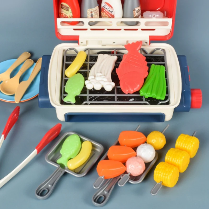 

Kids Barbecue Kitchen Toy Pretend Play BBQ Grill Toy Set Kids Chef Role Play Simulation Food Suits Knife Set Play House