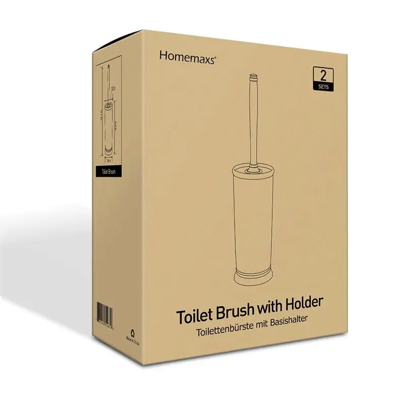 

HOMEMAXS 2 Pack Toilet Brush With Holder Vertical Plastic Toilet Bowl Cleaning Brush Bathroom Lavatory Accessories