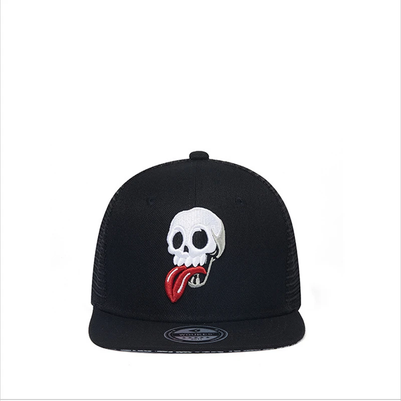 

Autumn winter men back along the hat hip hop flat along the hat European and American fashion skull embroidery baseball cap