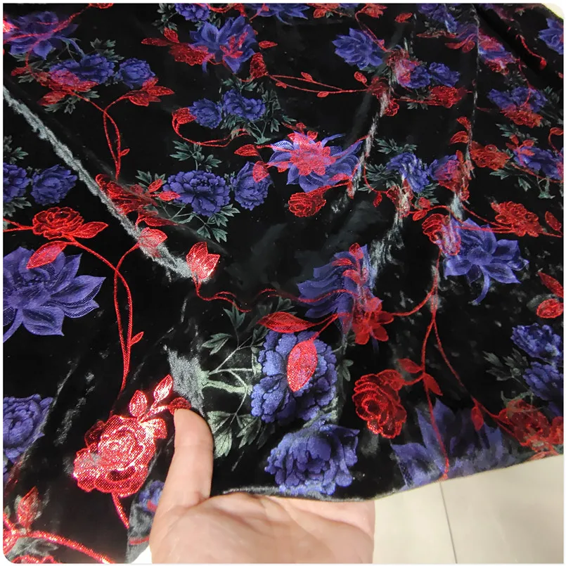 Новое эластичное бархатное платье Ципао с бронзовым принтом и стразами|Ткань| |