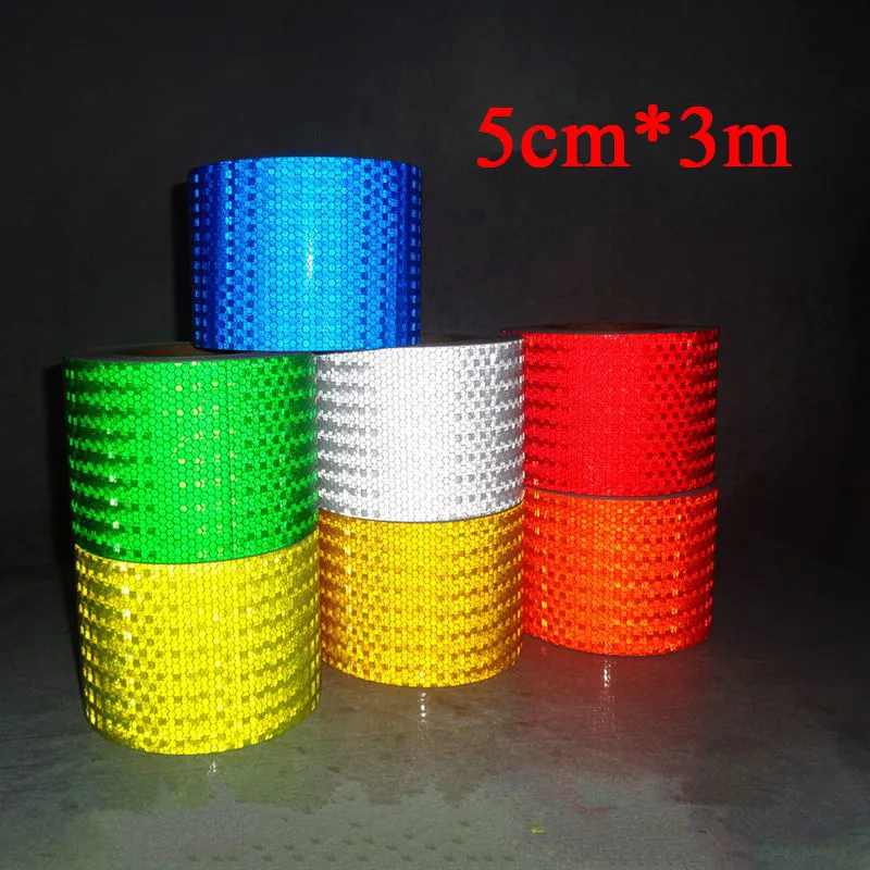 

5cmx3m Reflective Bicycle Stickers Adhesive Tape for Bike Safety White Red Yellow Blue Bike Stickers Bicycle Accessories
