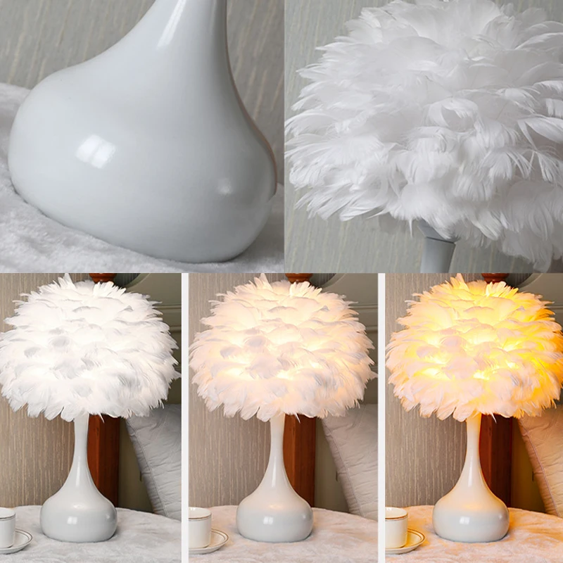 Роскошные Настольные лампы в скандинавском стиле с перьями