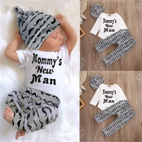 aa 3pcs toddler baby boys tops romper pants leggings hat outfits clothes set 0 18m