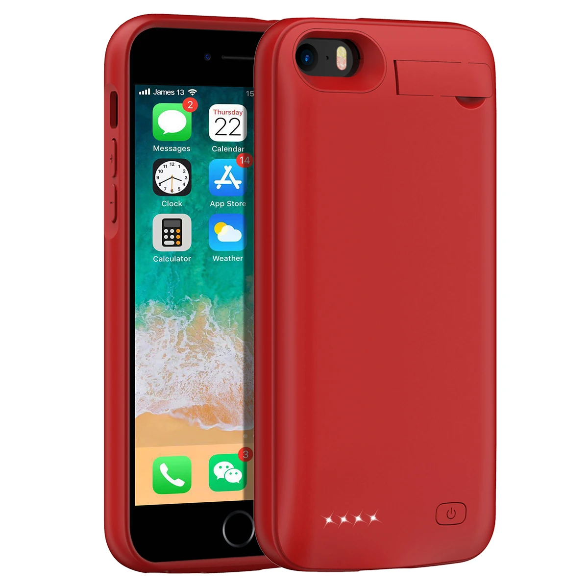 Красный Для iPhone SE 5SE 5 5S за чехол на айфон 4500mAh аккумуляторная Внешняя батарея резервного копирования защитный чехол зарядное устройство крышка с Скрытая скобка - Цвет: Красный