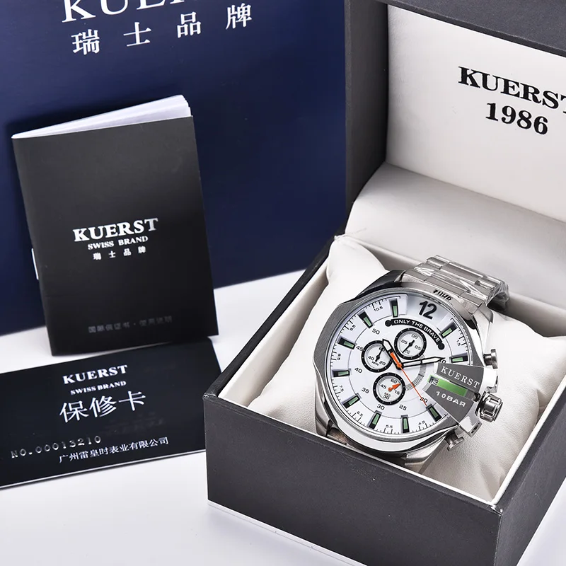 

2021 New Fashion KR4328 Steel Men's Watch Stainless Waterproof Sports Chronograph Quartz Men's Relogio Masculino