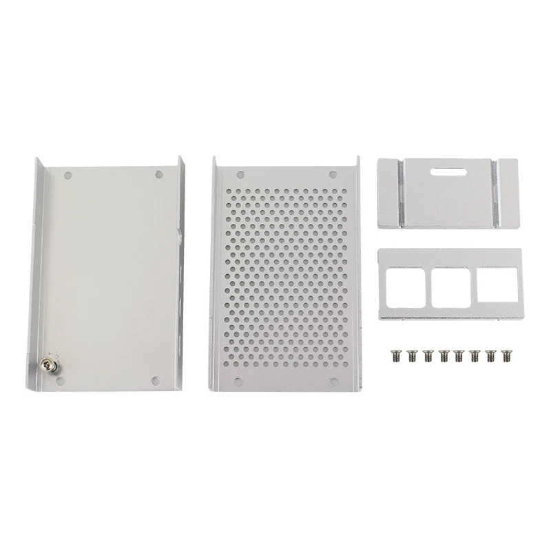 Алюминиевый Чехол Raspberry Pi 4 корпус из серебристого и черного металла | Вентилятор