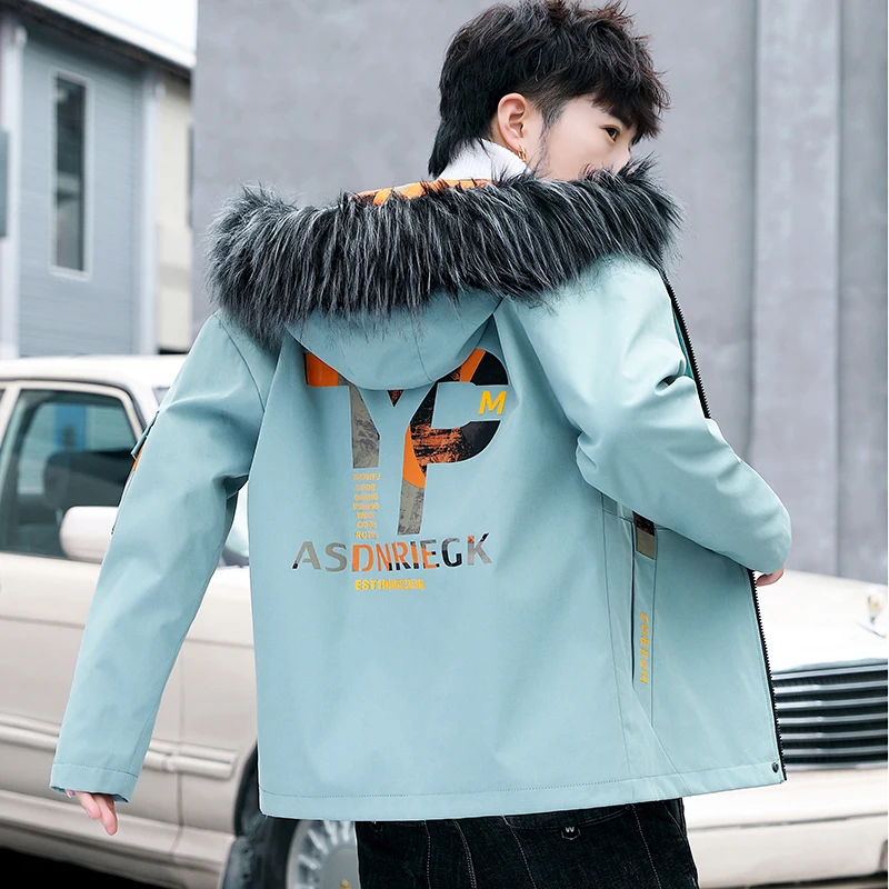 Autumn Winter Parkas 2022 Fashion Men's Fur Hooded Cotton-Padded Jackets Korean Youth Slim Casual Outwear Thick Warn Down Coats