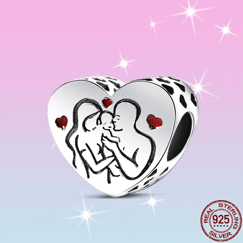 

Бусины-шармы женские из серебра 100% пробы в форме сердца