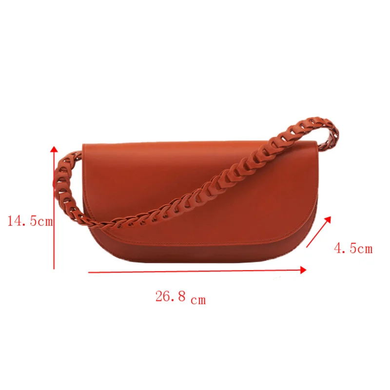 

[EAM] Women New Small Weave Baguette PU Leather Flap Personality All-match Crossbody Shoulder Bag Fashion Tide 2021 18A0249