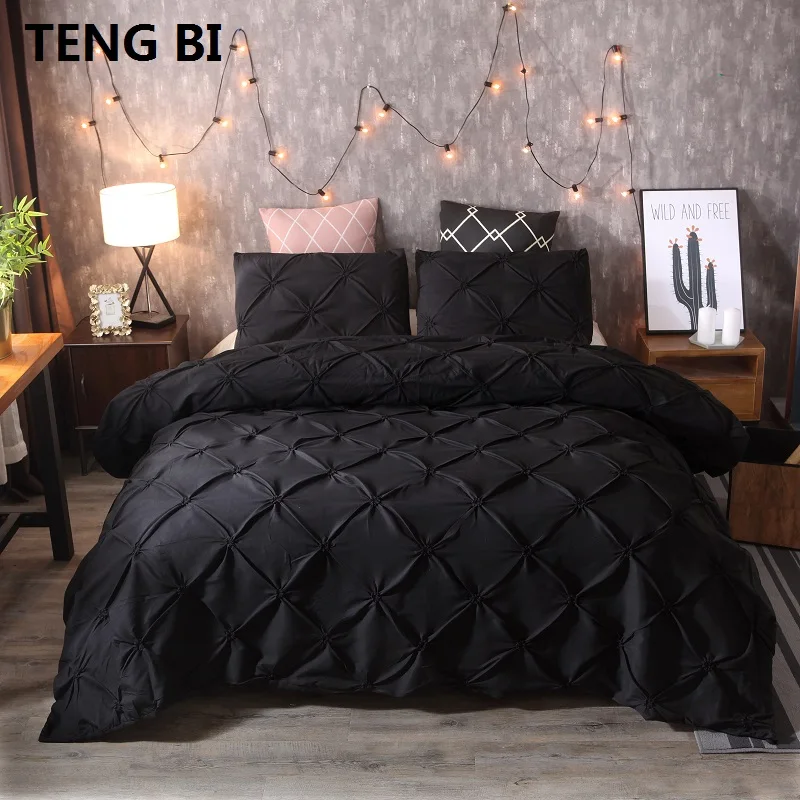 

New European And American Fashion Simple Style Home Textile Black White Gray Solid Color Bedding 3PCS Queen Bedding King Set