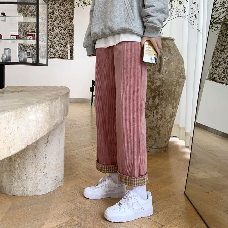 

Women Casual Bundle Harem Pants Corduroy All-match Colorful Loose Simple High Elastic Waist Full Length Korean Style Chic Womens