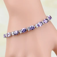 925 sterling silver jewelry purple zircon white cz charm bracelets for women free gift boxshipping s097