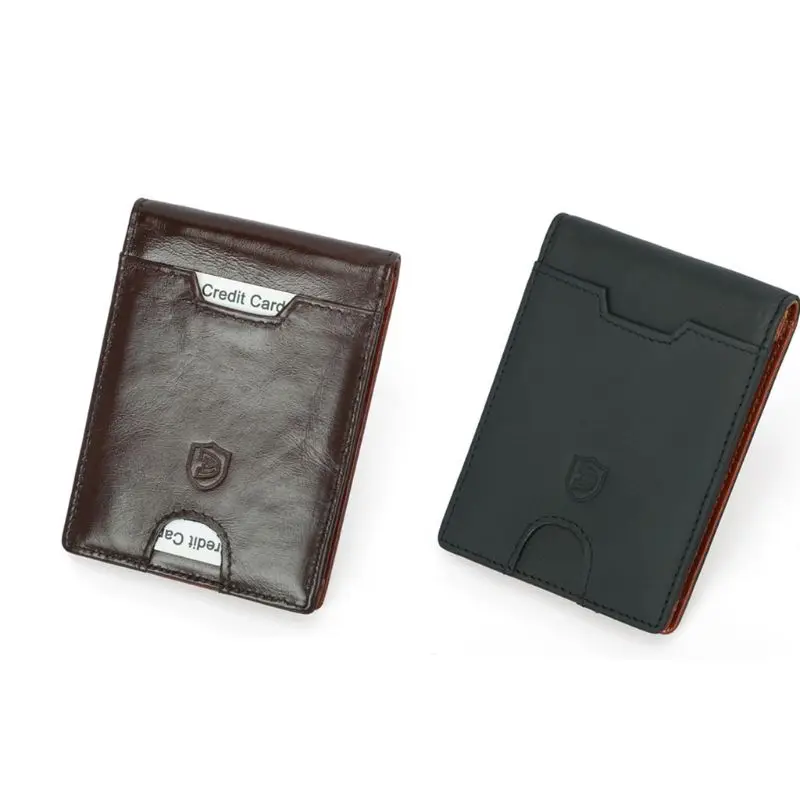 Для мужчин's тонкий кожаный бумажник чехол портмоне с функцией блокировки RFID