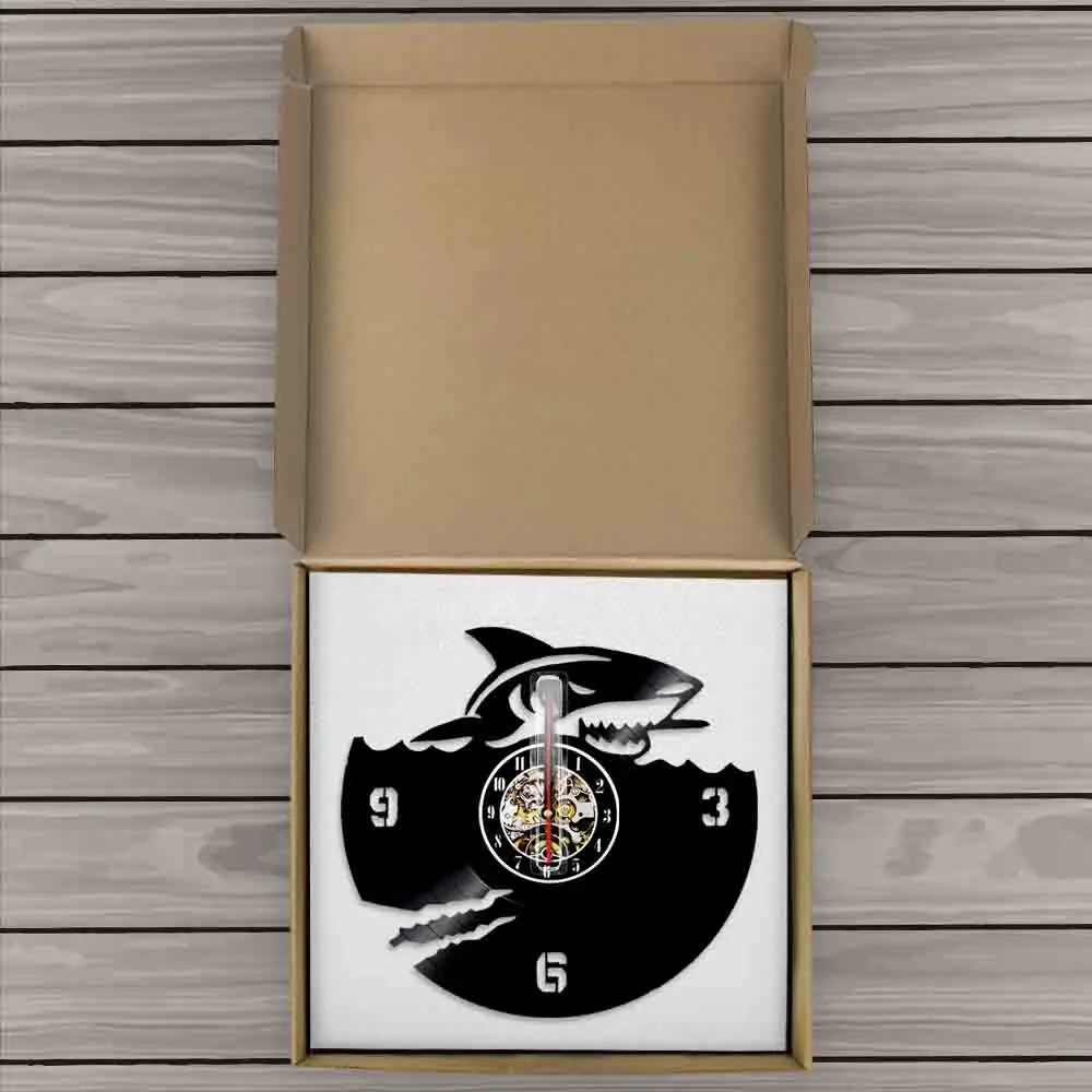 Настенные часы с виниловой записью акулы великолепный белый дизайн настенные