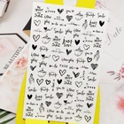 3D наклейки для ногтей, черные буквы, любовь, дизайн, украшения для ногтей, слайдеры, аксессуары для маникюра, украшения для ногтей