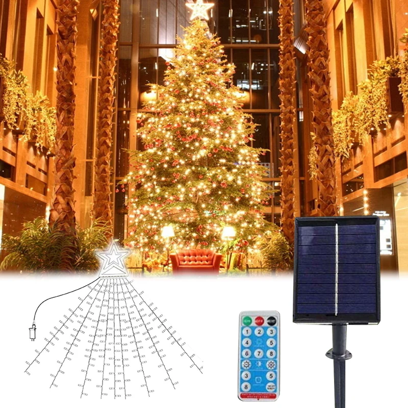 

Christmas Tree LED Five-pointed Star Light String Outdoor Meteor Festoon Fairy Lights String Garland Christmas Decorations 2021