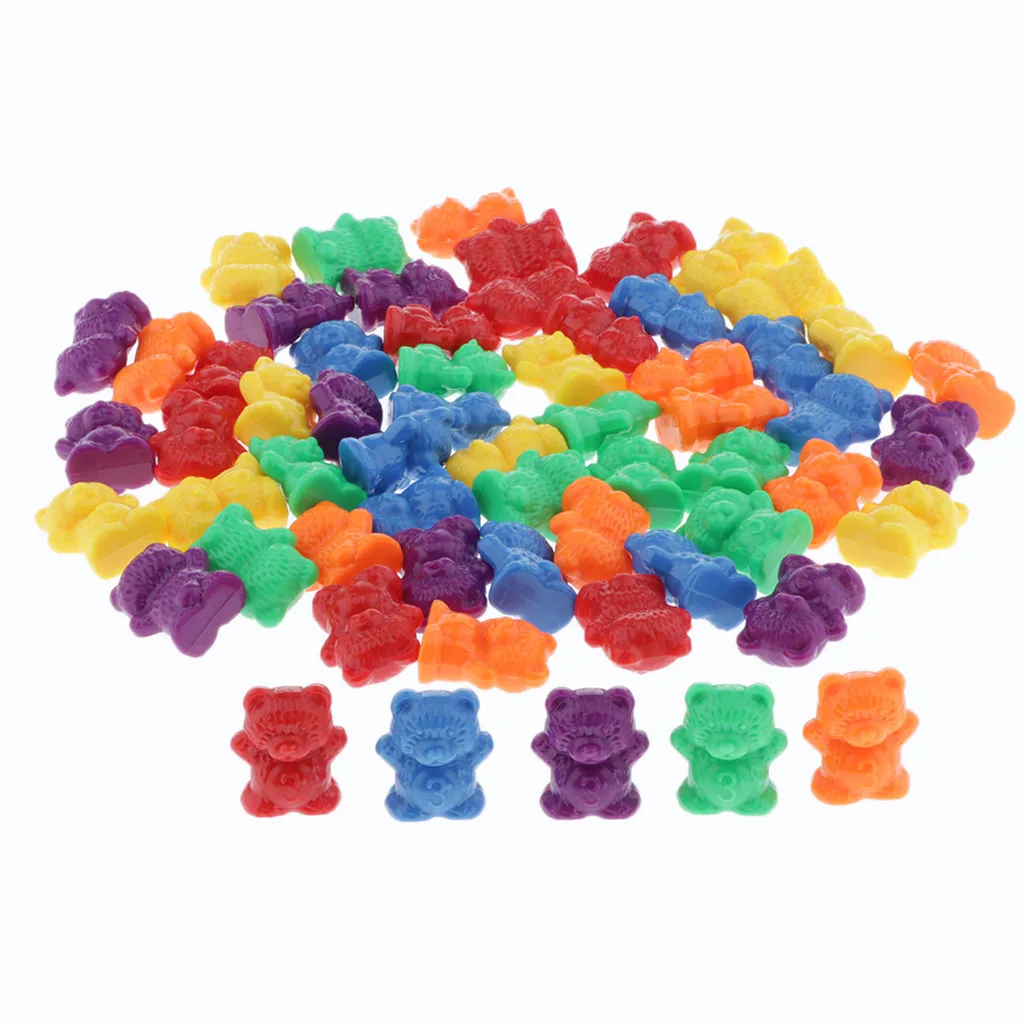 

6 Colored Rainbow Bears Counters for Kids Matching Sorting and Math Skills