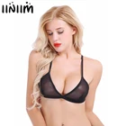 Сексуальный бюстгальтер iiniim, женское нижнее белье, горячее прозрачное треугольное блестящее микро-бюстье без косточек, мягкая Пижама