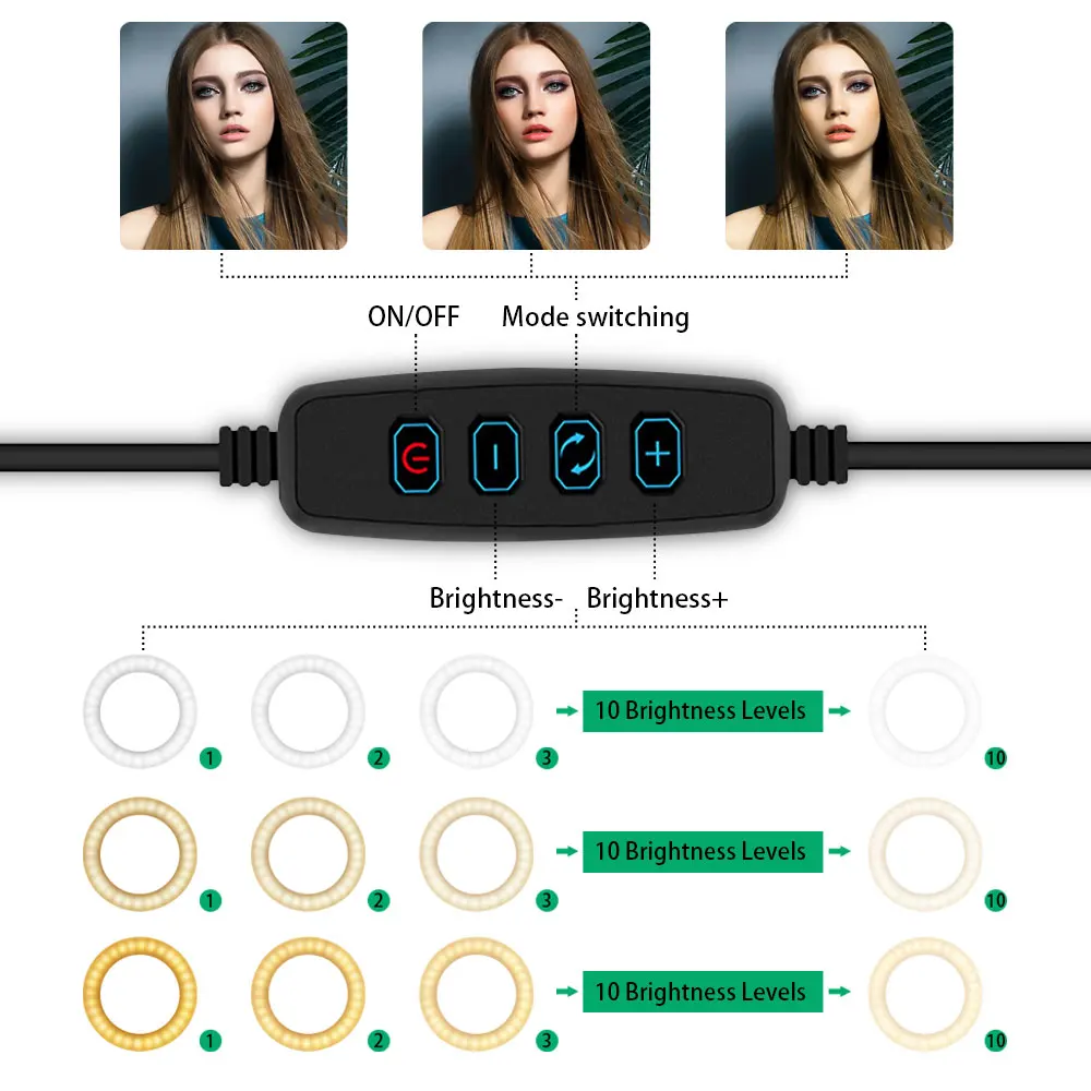 MAMEN 26 см селфи кольцевой светильник светодиодный с регулируемой яркостью для