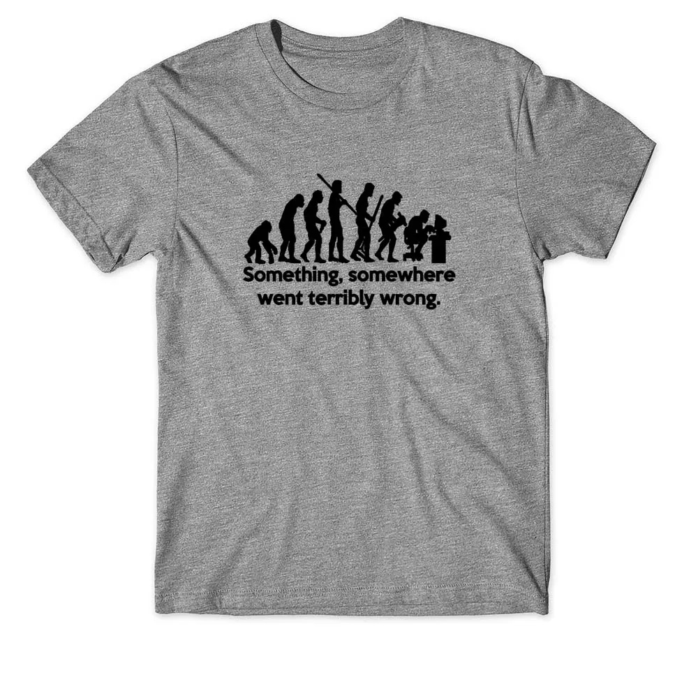 Футболка унисекс 100% хлопок эволюция что-то пошло в ужас неправильный разработчик