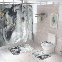 grey gold marble shower curtains fashion bathroom curtain bath set toilet cover mat non slip washroom rug set modern 180x180cm