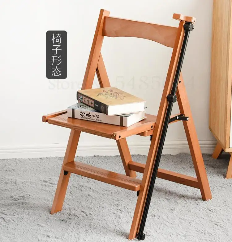 Твердая древесина Бытовая Лестница стремянка четыре шага Крытый складная