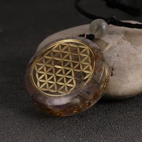 colorful fluorite flower of life orgonite pendant necklace energy generator orgone meditation divination craft pendulo jewelry