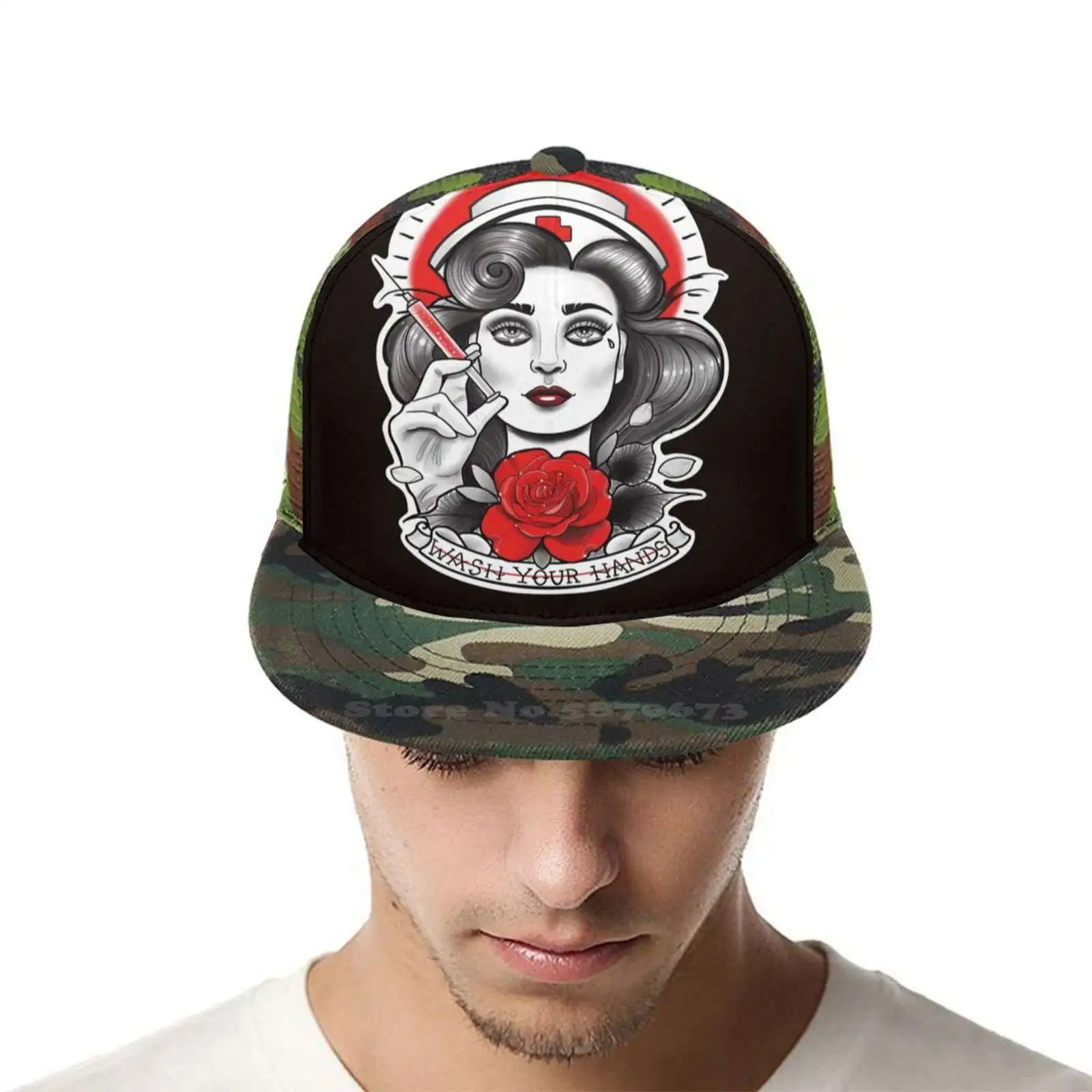 Бейсболка для мужчин и женщин стирать руки кепка с татуировкой медсестры