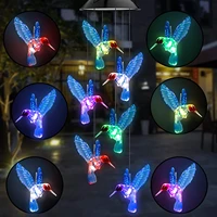 color changing led solar power lamp hummingbird wind chimes garden decoration yard waterproof led light lighting hanging decor