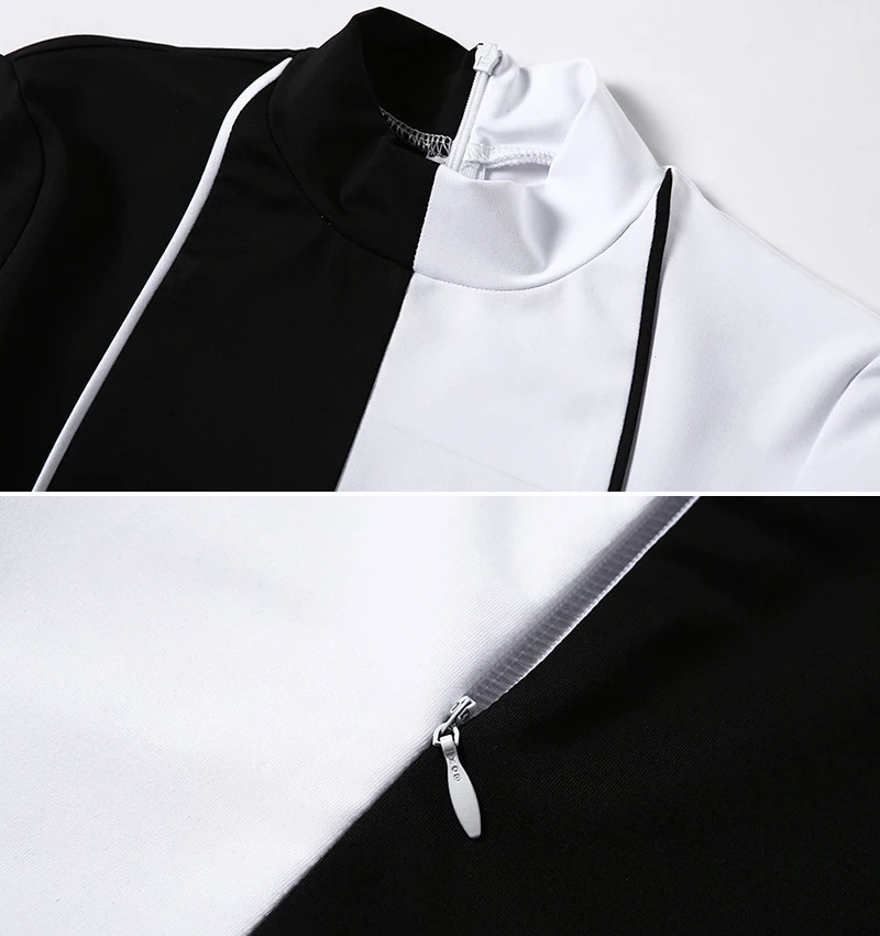 

Women Block Jumpsuit Fitness Two Color Tights Bodycon Stretch Romper Sportswear Sport Suit Workout Club Wear Outfits Black White