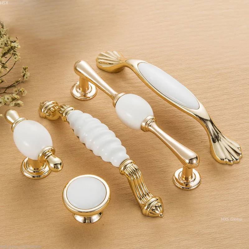 Дверные ручки для кухонной фурнитуры золото круглые шкафа На ящики белое