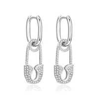 safty pin paper clip earrings metal geometric long drop earrings for women gold silver color oval aretes luxury cz jewelry gift