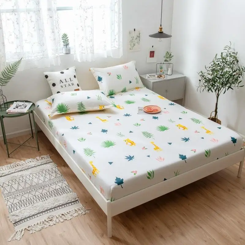 

Plaids Print Fitted Sheet For Single Double Bed Kids Adults 100% Cotton Bed Sheets (no pillowcase) XF749-17