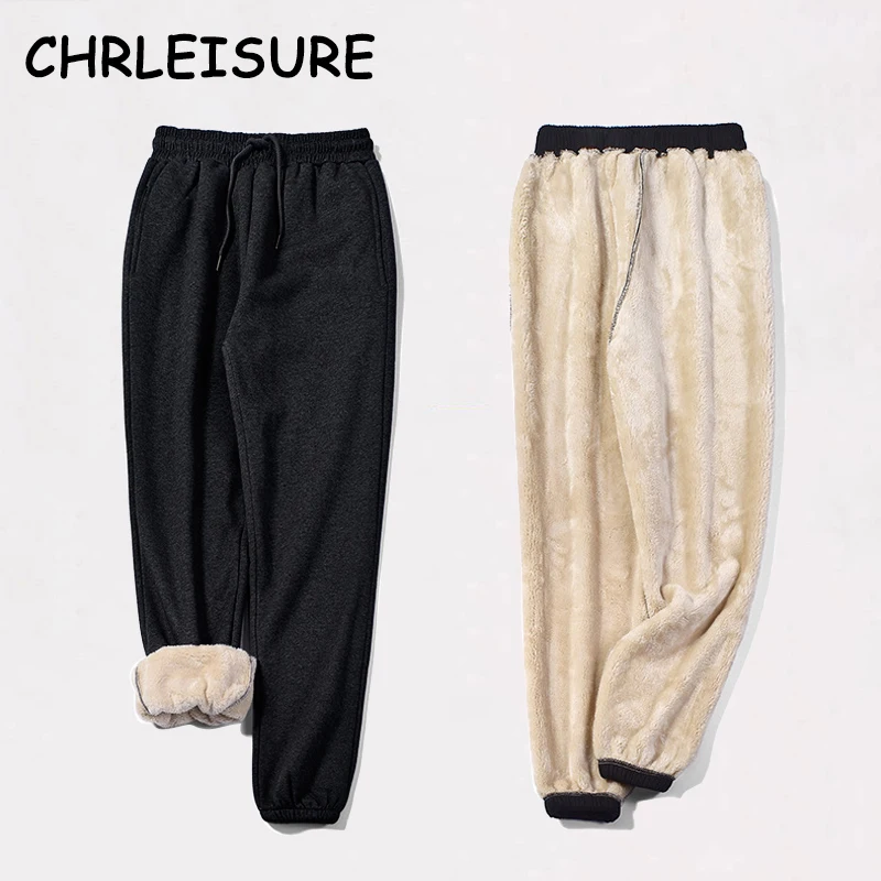 Женские зимние теплые длинные брюки CHRLEISURE флисовые плотные леггинсы Однотонные