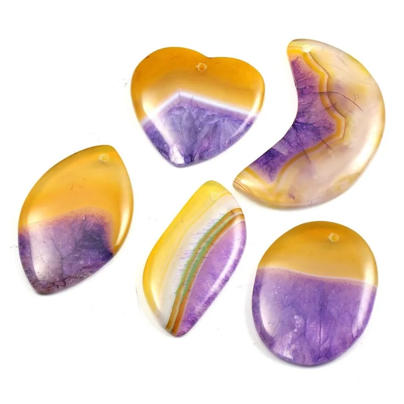 

5pcs Natural Striped Agate 15mm Stone Random 5 Shapes Pendant Colorful for Charms Women Jewelry Making DIY Necklace Accessories
