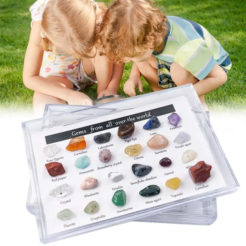 

24 Kinds Of Ore Specimens Mineral Rock Geology Teaching Ore Toys Birthday Calendar Children Rock Mineral Educational Toy Gifts