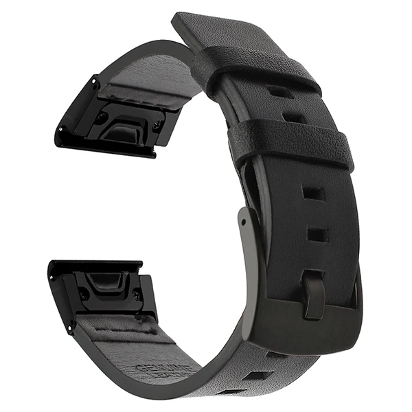 Black 26 22 мм кожаный ремешок для часов Garmin Fenix 6X5X6 5 3 3HR gps-релиз Быстросохнущий ремешок для наручных часов Forerunner 935 945 - Цвет ремешка: Black