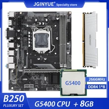 JGINYUE B250 Motherboard Set Kit LGA 1151 With Intel Pentium G5400 Processor and 8GB(1*8G) DDR4 Memory VGA DMI HDMI B250M-VDH
