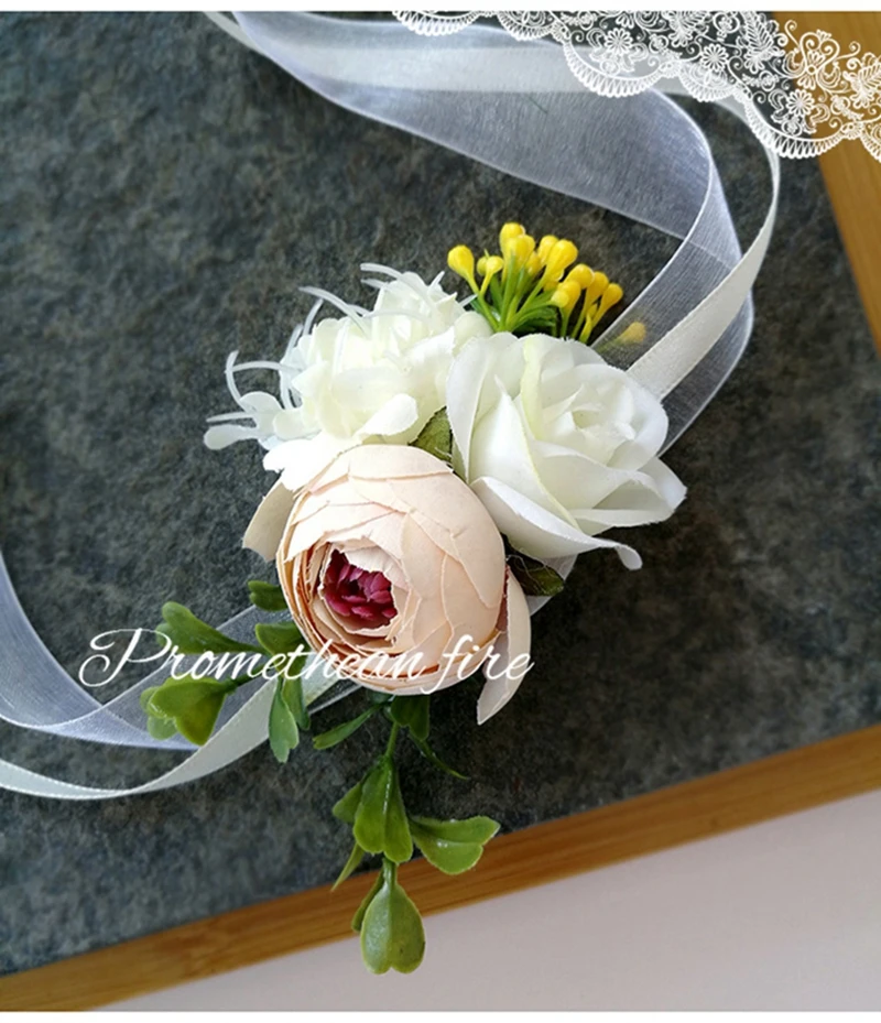 5 wrist flower Бутоньерка с цветами, бутоньерка, мужской свадебный браслет, подружка невесты, свадьба, подружка невесты, на запястье, цветок - Цвет: 5 wrist flower