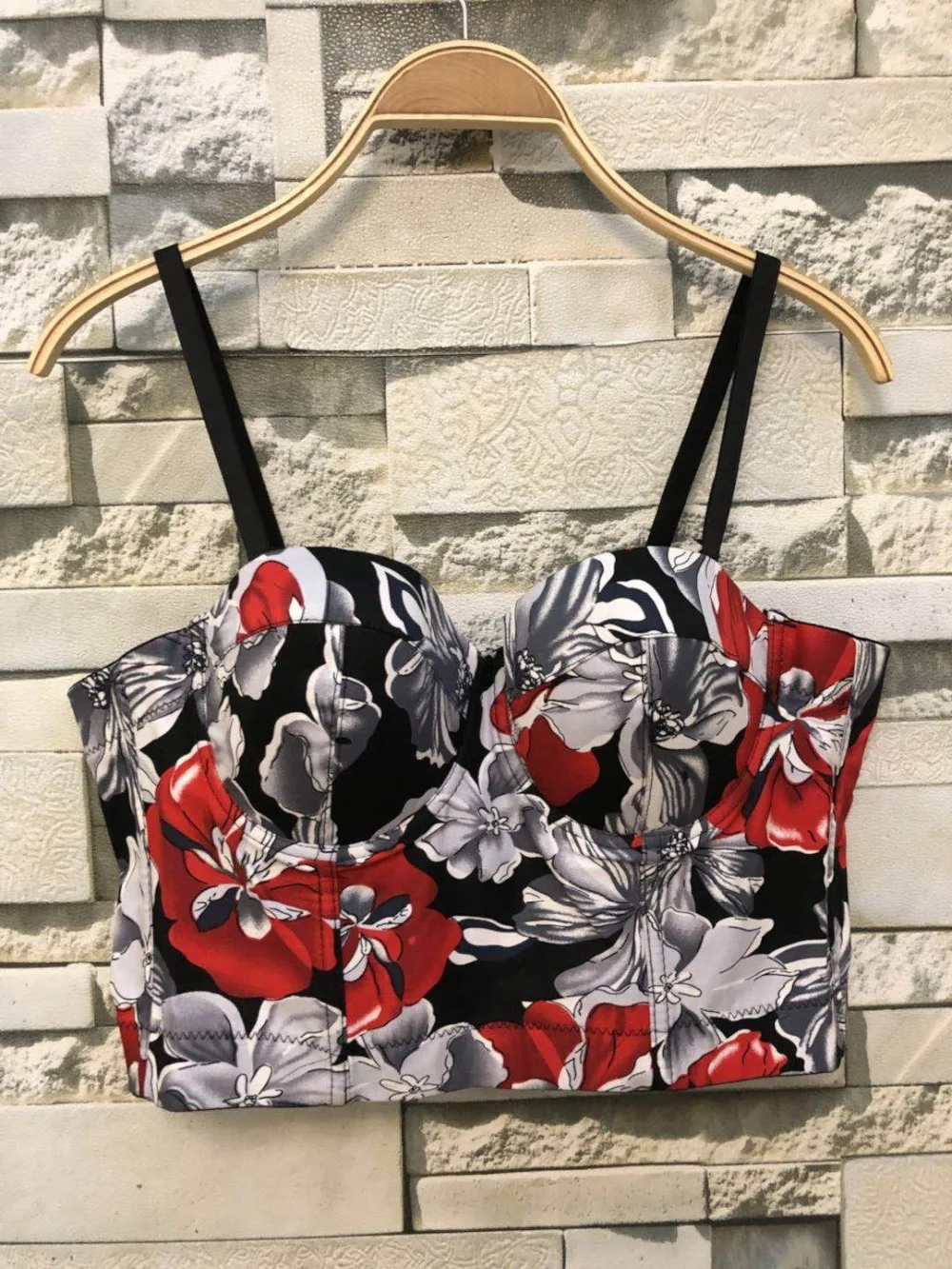 

New Women Push Up Bustier Crop Top Sexy Cropped Printed Feminino Strappy Bralette Bras Camis Tops Cropped