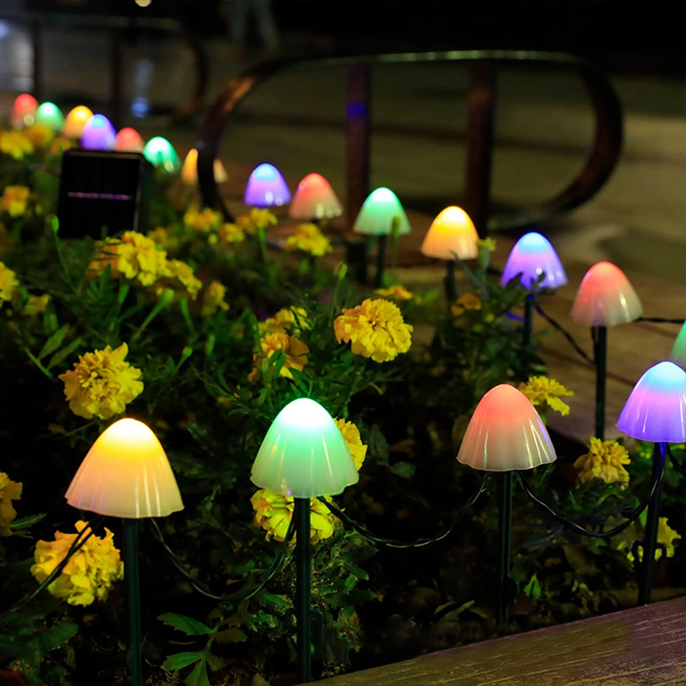

LED Solar Mushroom String Lights Waterproof Outdoor Garden Lighting Ground Lamp Gardening Decoration for Yard Patio Pathway Lawn