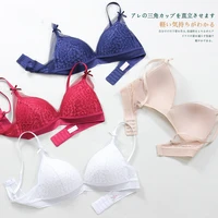flora lace push up thin section cup wire free small chest comfortable and seamless french sexy triangle cup lingerie women khaki