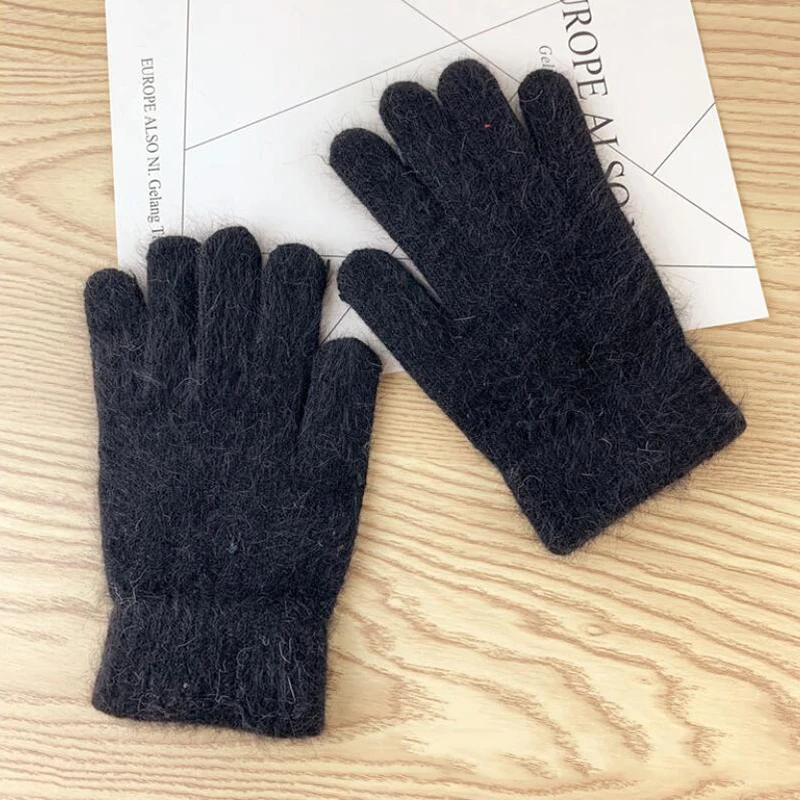 

Winter Cute Plush Warm Gloves Female Winter Korean Version Of Solid Color All Fingers Winter Women Gloves Girls Mittens