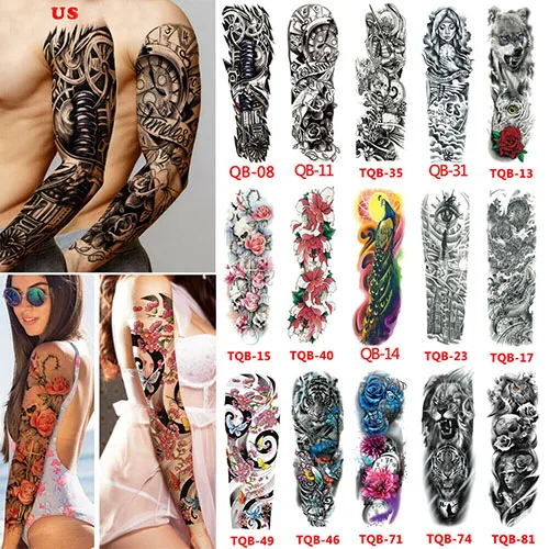 Временные тату-наклейки на всю руку для мужчин женщин невест | Аксессуары одежды